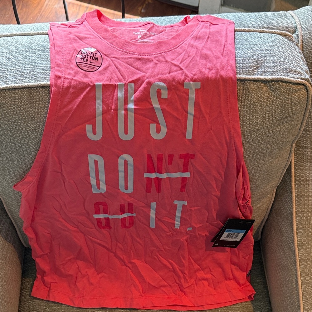 Nike Red Sleeveless Top with Bold Slogan